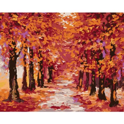 Zuty Malování podle čísel PODZIMNÍ LES ZBAREVNÝ DO ČERVENA – Hledejceny.cz