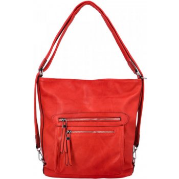 Praktický dámský koženkový kabelko batoh Lady style červený