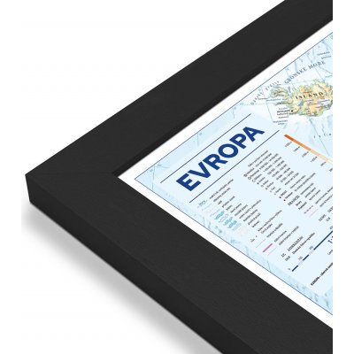 Excart Maps Evropa - nástěnná obecně zeměpisná mapa (ČESKY) 140 x 98 cm Varianta: mapa v dřevěném rámu, Provedení: Pegi černý – Zbozi.Blesk.cz
