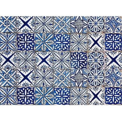 Crearreda samolepicí dekorace hliníková do kuchyně za sporák Bellacasa Modré obklady 67215 / Hliníková dekorace Blue Azulejos (47 x 65 cm) – Zbozi.Blesk.cz