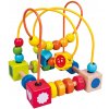 Dřevěná hračka Bino Baby motorický labyrint s korálky pro miminko