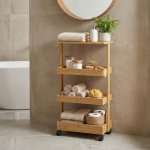 NUXIO Pojízdný kuchyňský regál s policemi HYGA, 87,5 cm béžová – Hledejceny.cz