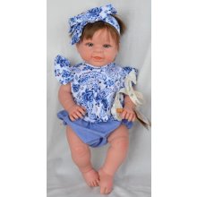 Lamagik Realistické miminko holčička Paula s modro-bílou mašlí Realistická miminka