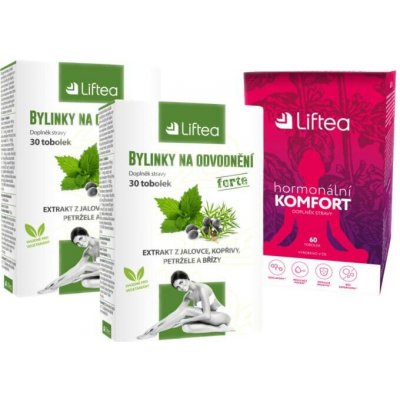LIFTEA Hormonální komfort 60 tobolek + LIFTEA BYLINKY NA ODVODNĚNÍ FORTE 2 x 30 tobolek – Hledejceny.cz