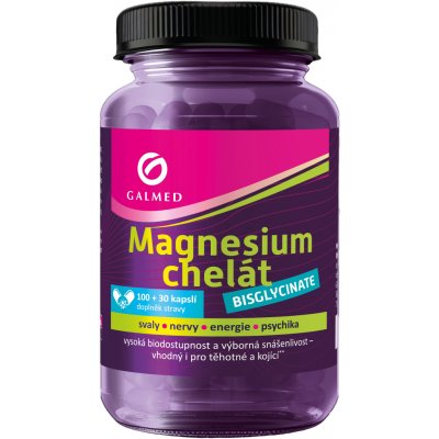 Galmed Magnesium chelát Bisglycinate 100 + 30 kapslí – Hledejceny.cz
