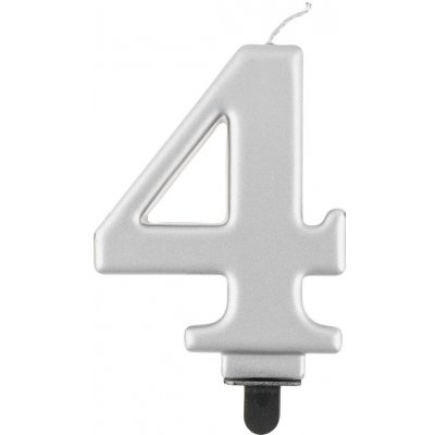 GoDan Narozeninová svíčka na dort 4 metalická stříbrná 8 cm – Zboží Dáma