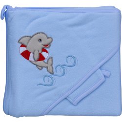 Scarlett Froté ručník delfín s kapucí modrý