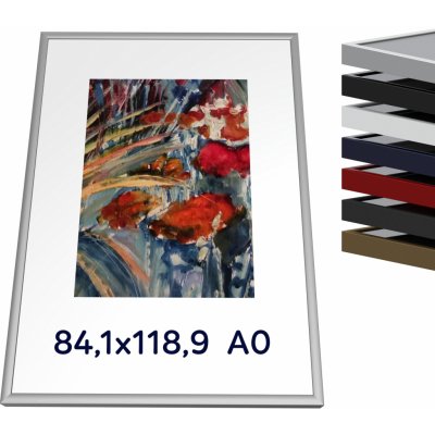 Thalu Frames Kvalitní kovový rám 84,1x118,9 cm A0, Barva stříbrná mat na obraz, plakát, rámeček na fotografii, puzzle. Rám má antireflexní plexisklo a variabilní závěsy