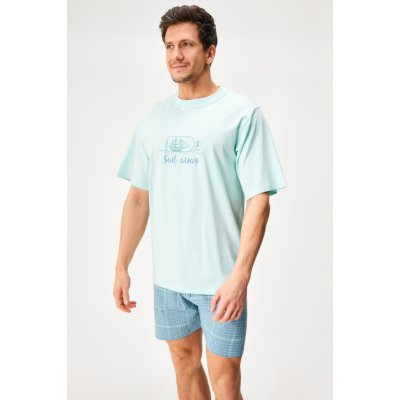 Gina 79174 pánské pyžamo krátké sv. šedá měsíc – Zboží Dáma