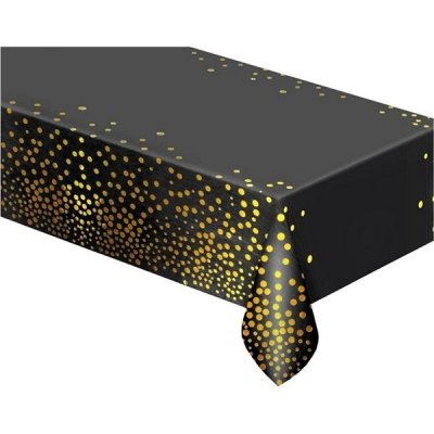 Godan Foliový party ubrus zlaté puntíky černý 137x183cm – Sleviste.cz