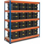Fistar Regál 2160 x 1400 x 500 mm lak 5 polic modro oranžová – HobbyKompas.cz