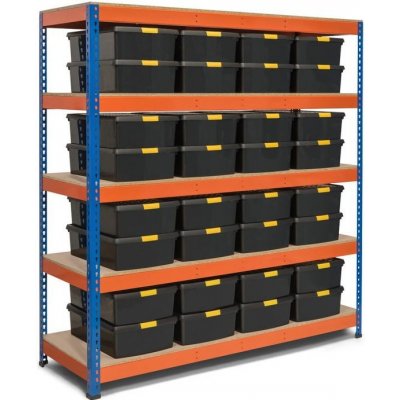 Fistar Regál 2160 x 1400 x 500 mm lak 5 polic modro oranžová – HobbyKompas.cz