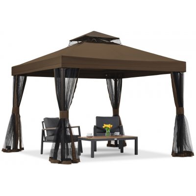 Garden Point zahradní pavilon s moskytiérou Valencia 3x3 m Hnědý – Hledejceny.cz