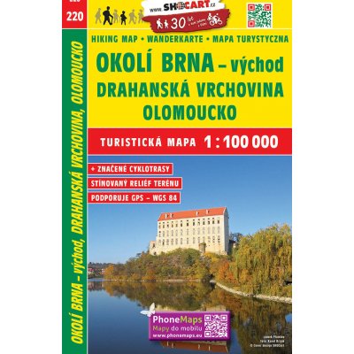 Okolí Brna-východ Drahanská vrchovina Olomoucko mapa 1:100 000 č. 220