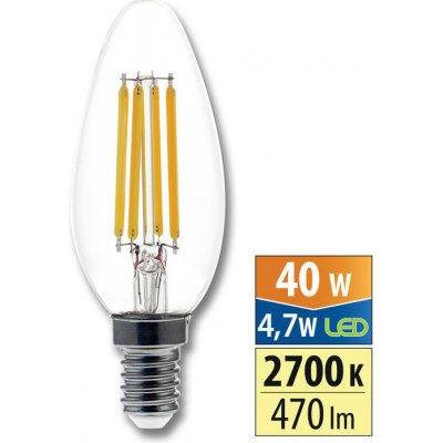 MCLED žárovka LED 4,7W-40 E14 470lm 2700K 320° teplá bílá ML-323.032.87.0 – Zboží Mobilmania