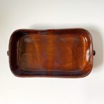 NKeramika Ručně dělaný hnědý keramický Pekáč na buchty nebo focacciu 37 x 22 cm – Zboží Mobilmania