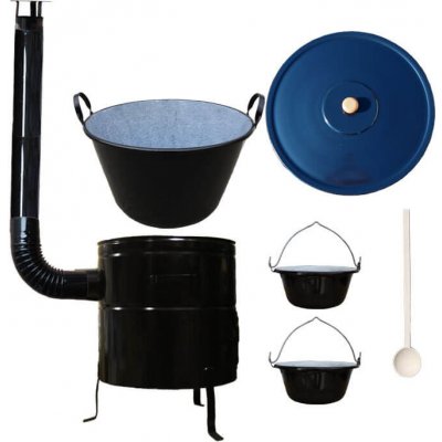 Kessel kotel zabíjačkový smalt 70 l kotlina KOV CLASSIC 56 cm kotlíky na servírovaní smalt 2 ks poklice smalt 59 cm vařečka 60 cm ZABÍJAČKA – Zboží Dáma