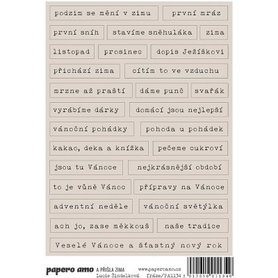 PAPERO AMO ♥ Samolepky - A PŘIŠLA ZIMA / Fráze – Zboží Živě
