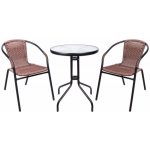 ST Leisure Equipment Set balkónový ALESIA, hnedý, stôl 70x60 cm, 2x stolička 52x55x73 cm, oceľ – Hledejceny.cz