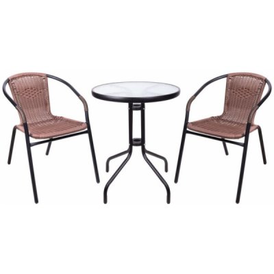 ST Leisure Equipment Set balkónový ALESIA, hnedý, stôl 70x60 cm, 2x stolička 52x55x73 cm, oceľ – Hledejceny.cz