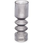 Giftdecor Skleněná váza, rýhované sklo, 8 x 23 cm, šedá šedá – Hledejceny.cz