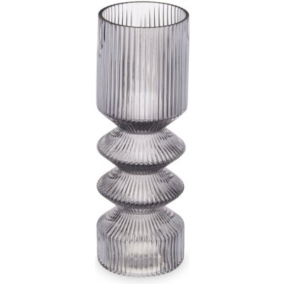 Giftdecor Skleněná váza, rýhované sklo, 8 x 23 cm, šedá šedá – Hledejceny.cz