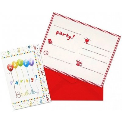 Procos Pozvánky s obálkami Happy Birthday Streamers 6 ks – Hledejceny.cz