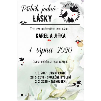 INSPIO Obraz Svatební dary - Příběh jedné lásky - tabulka pro novomanžele láska, domov a rodina, na svatbu – Hledejceny.cz