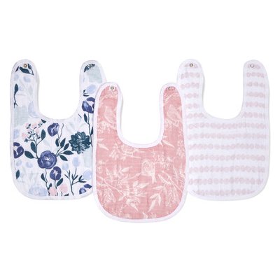 Aden + anais™ essential s bavlněný mušelínový dětský bryndák s patentkami 3-pack flower s bloom – Sleviste.cz