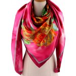 velký saténový šátek s květy 16 pink – Zbozi.Blesk.cz