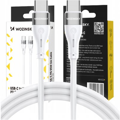 Wozinsky WSTCC2 USB-C PD, USB-C, 2m, bílý – Sleviste.cz