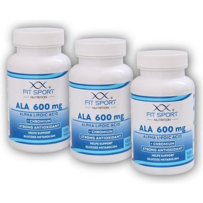 FitSport Nutrition 3x ALA 600 mg Alpha Lipoic Acid + Chromium 120 tablet Kyselina Alfa Lipoová – Hledejceny.cz