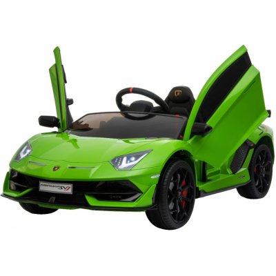 Beneo elektrické autíčko Lamborghini Aventador 12V 24 GHz dálkové ovládání USB / SD Vstup odpružení vertikální otvíravé dveře měkké EVA kola 2 X motor orginal licence zelená – Zboží Mobilmania