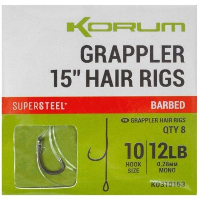 Korum Hotové Návazce Grappler Hair Rigs Barbed 38 cm Velikost 10 0,28 mm 12 lb 8 ks – Zboží Dáma