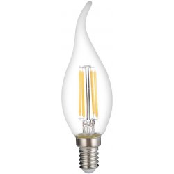 Optonica LED Filament Tip Candle žárovka C35T E14 Clear Glass Stmívatelná 4W Teplá bílá