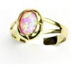 Prsteny Čištín zlatý prsten,žluté zlato prstýnek ze zlata růžový syntetický opál T 1374
