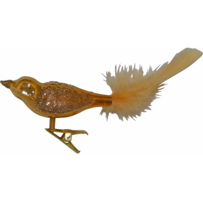 Ornex Vánoční ozdoba skleněný ptáček na skřipci červený 12 x 3 x 4 cm – Hledejceny.cz