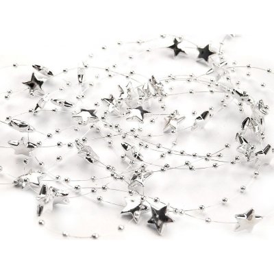 Perličky a hvězdičky na silonu metráž Stříbrné – Zboží Dáma