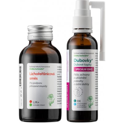 Dědek kořenář Imunitní sada Dědka kořenáře® MINI speciál Varianta: Lichořeřišnicová směs 100 ml + Dubovky® Speciální edice s rozprašovačem 50 ml – Hledejceny.cz