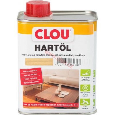 Clou HARTÖL (Tvrdý olej na dřevo) bezbarvý 250 ml – HobbyKompas.cz