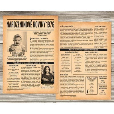 Narozeninové noviny 1976 – dvoustranné nebo jednostranné – Zboží Dáma