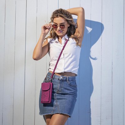 Weltbild dámská kožená kabelka na mobil Tendrils magenta – Hledejceny.cz