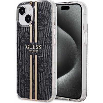 Guess IML 4G Gold Stripe iPhone 15 černé