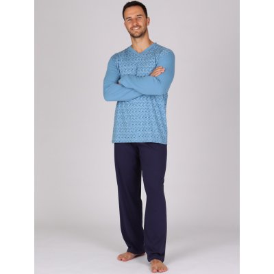 Evona 125 pánské pyžamo dlouhé modré – Zboží Mobilmania