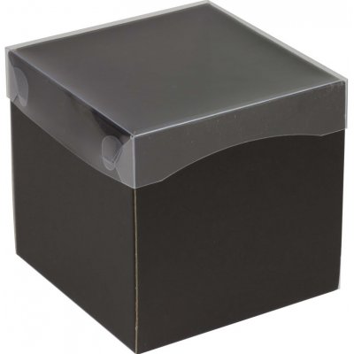 Dárková krabička s průhledným víkem 100x100x100/35 mm, černá – Zboží Mobilmania