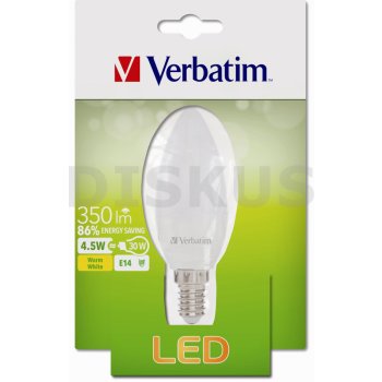 Verbatim LED žárovka E14 4,5W 350lm 30W typ B matná teplá bílá