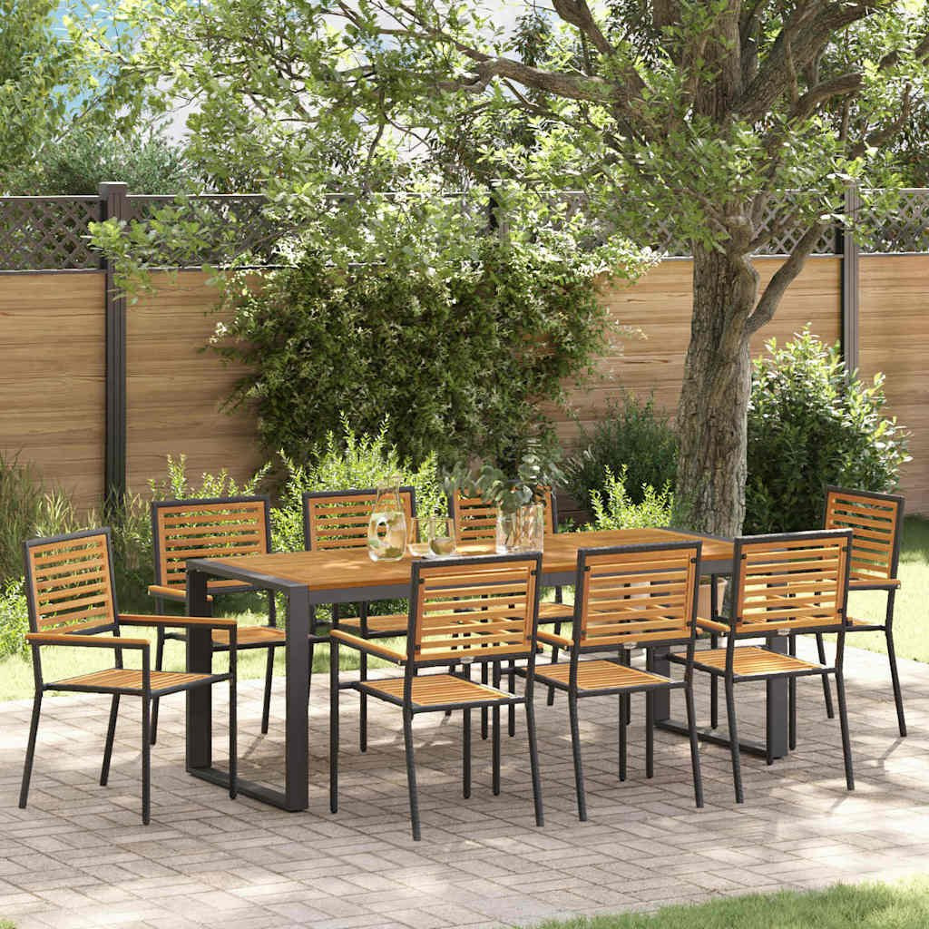 Omaxi 456069 Zahradní jídelní souprava 9 pcs Černá, Dřevo 200 x 80 x 75 cm