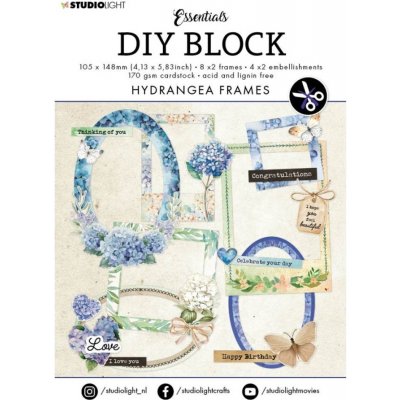 Studio Light DIY Blok s výseky Studio Light Hydrangea Frames, A6 Rámečky z hortenzie 24 listů – Zboží Mobilmania
