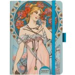 Baloušek Alfons Mucha A5 Týdenní 2027 Modrý – Zboží Mobilmania