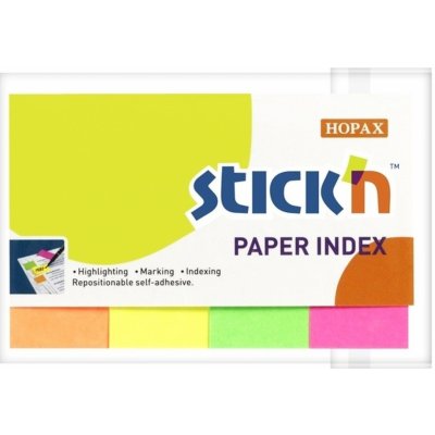 Záložka samolepicí Stick'n Hopax, 50x20 mm, papírová, neonové barvy, 4x50 ks – Hledejceny.cz